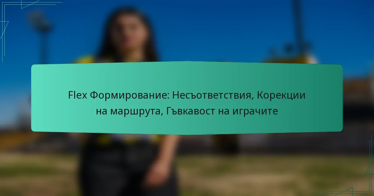 Flex Формирование: Несъответствия, Корекции на маршрута, Гъвкавост на играчите