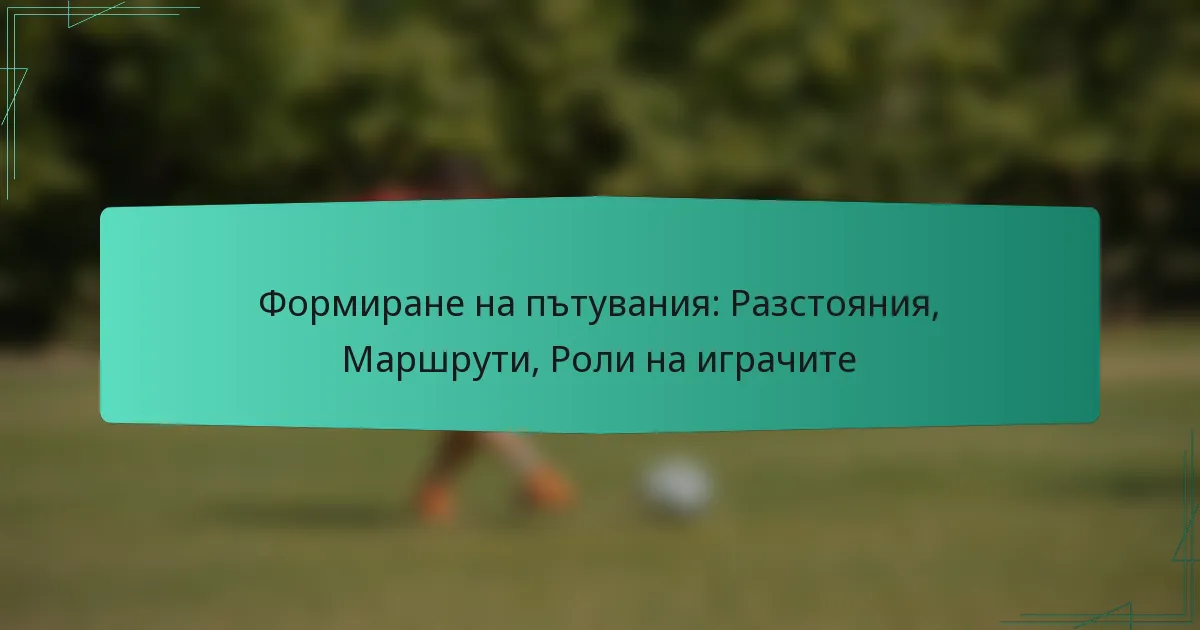 Формиране на пътувания: Разстояния, Маршрути, Роли на играчите