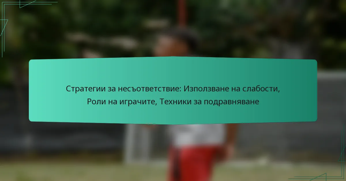 Стратегии за несъответствие: Използване на слабости, Роли на играчите, Техники за подравняване